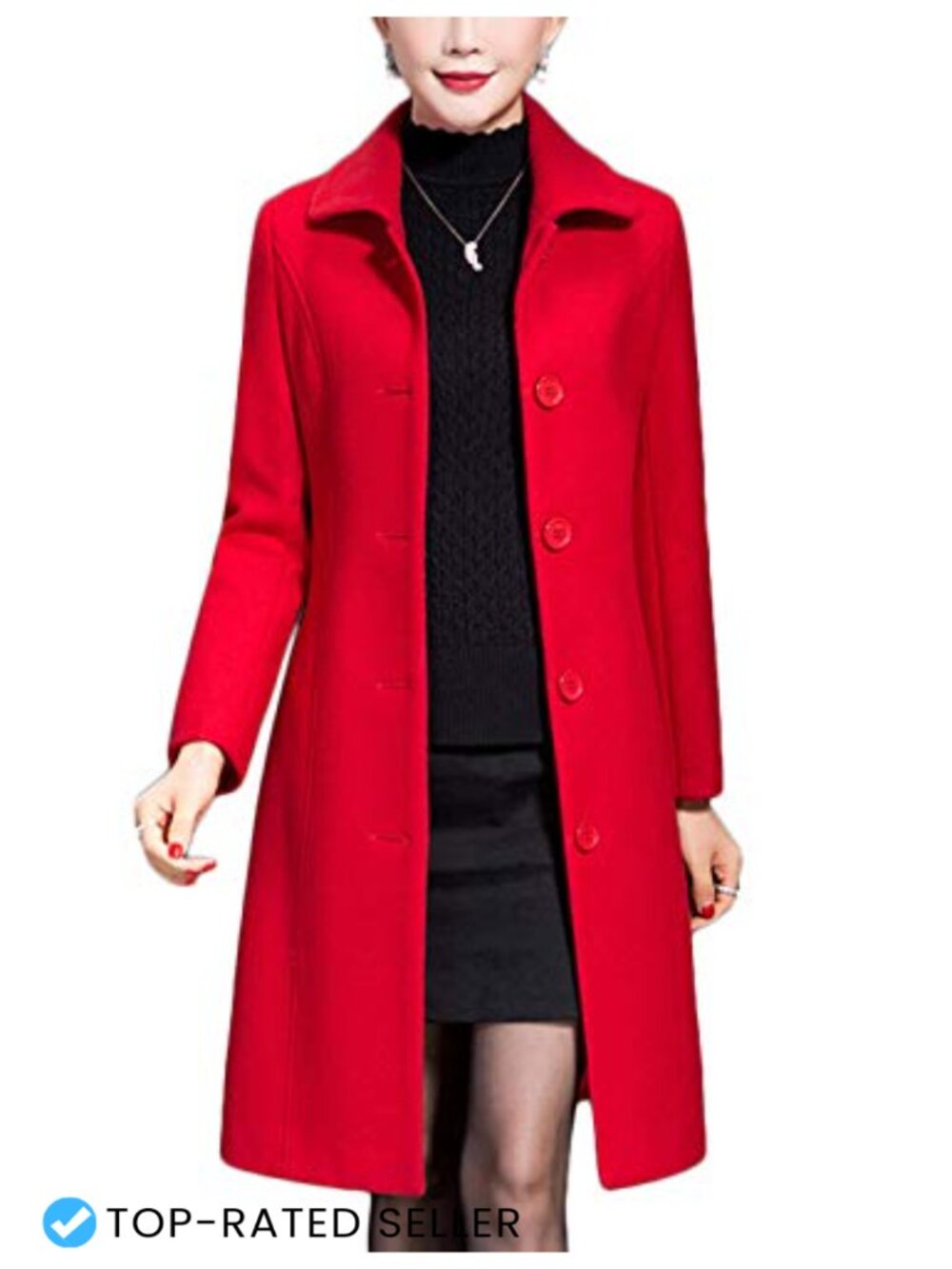 Wool Trench Coat Winter Long Thick Overcoat Slim Fit Button